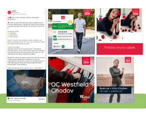 Ukázka reklamního vizuálu CityZen – důraz na kvalitu české výroby, pozitivní recenze zákazníků a informace o novém otevření kamenných obchodů.