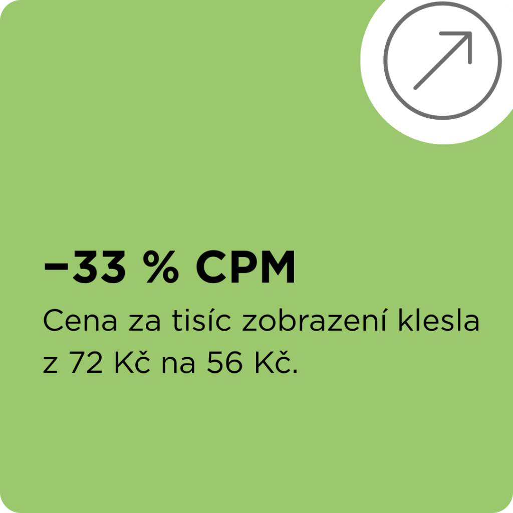 Zelený čtvercový podklad se zaoblenými rohy a ikonou šipky směřující nahoru v kruhu v pravém horním rohu.
