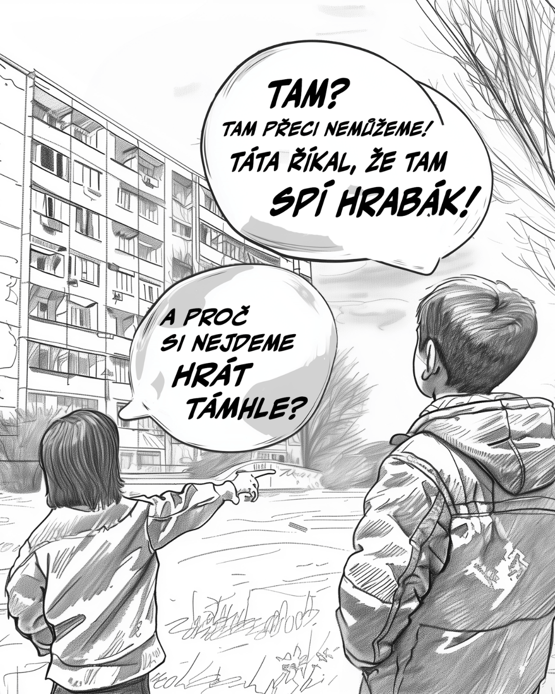 Vizuál úvodní kampaně Probuď Hrabák, jejímž cílem bylo zapojit veřejnost do plánování budoucnosti Lesoparku Hrabák v Mostě.